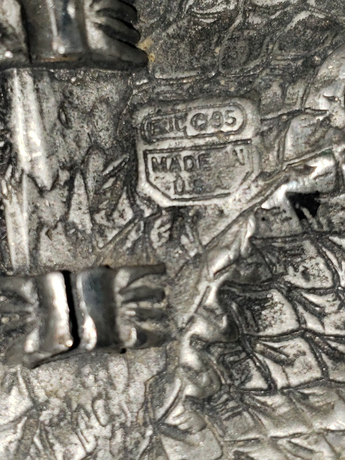 Eagle Belt Buckle EJC 1995 Vintage Pewter Made in USA America Size 3.5" x 2.5"