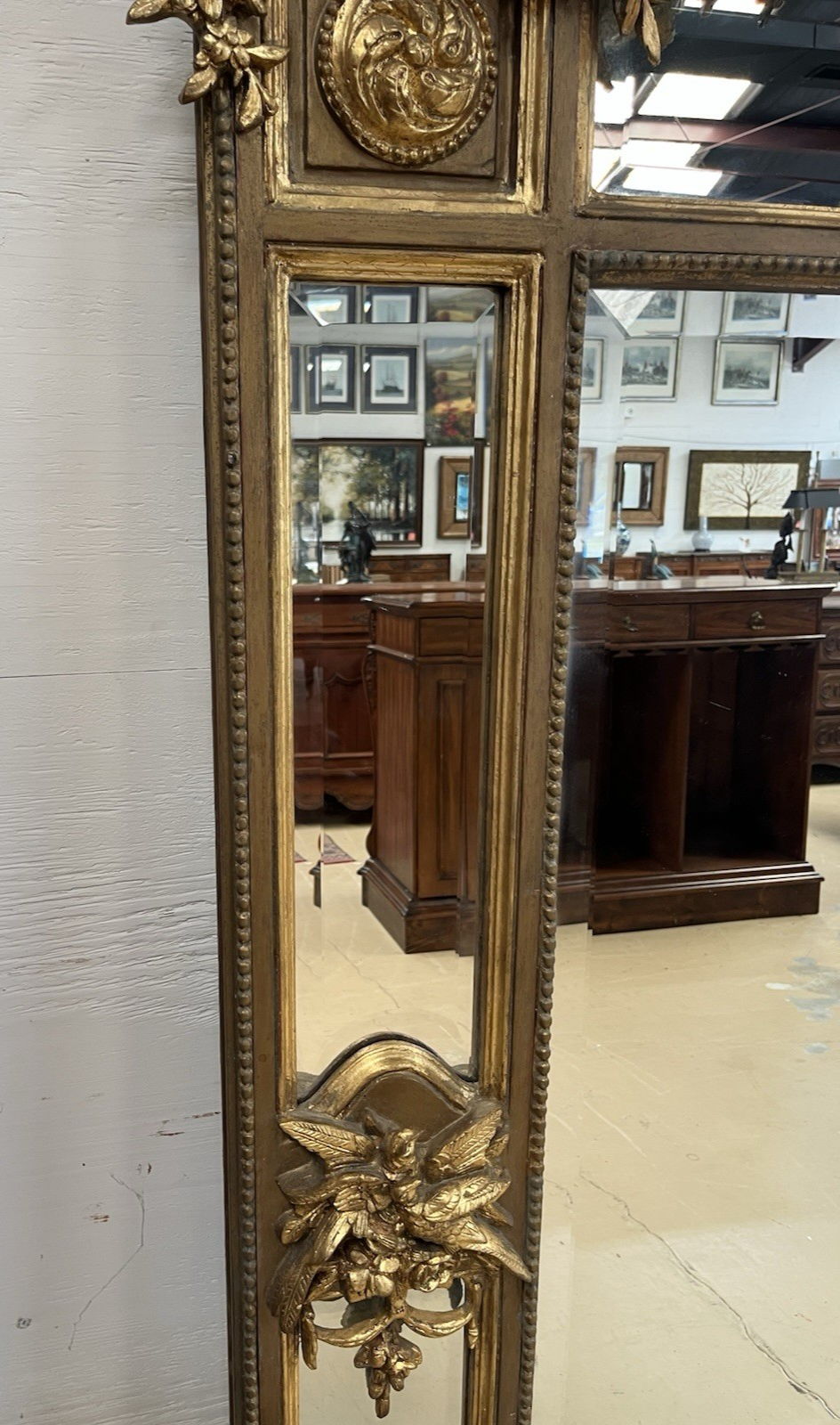 81" X 46" PAIR OF PALATIAL LOUIS XVI STYLE GILT GOLD PARCLOSE PIER WALL MIRRORS