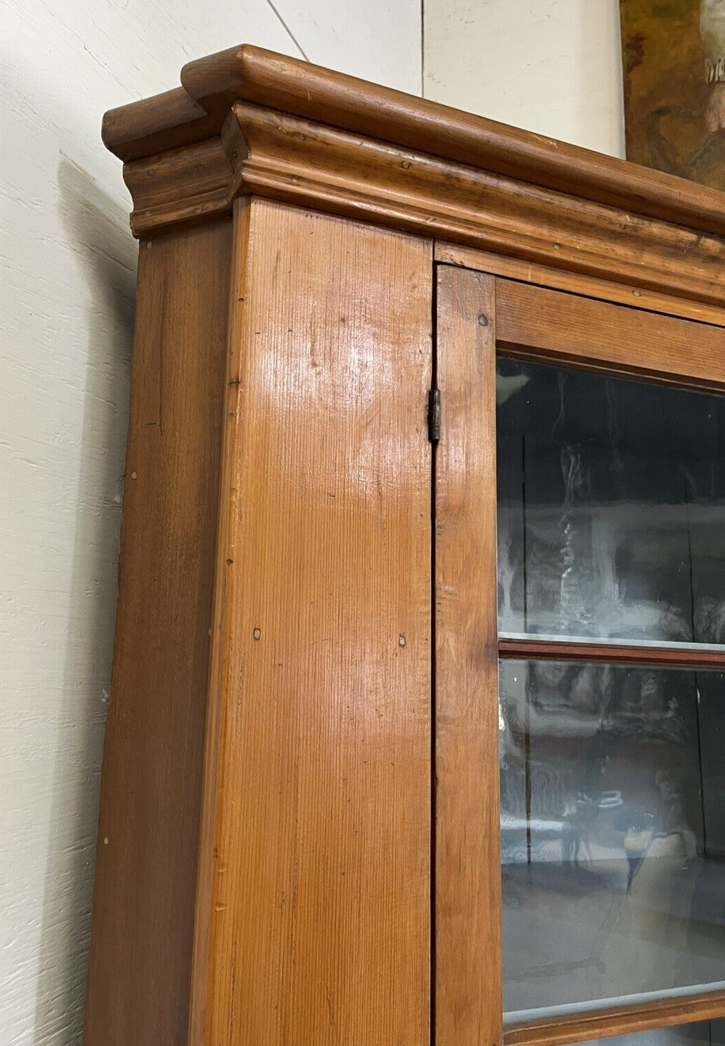 AMERICAN FEDERAL PINE & MAPLE CORNER CUPBOARD 81.5" High