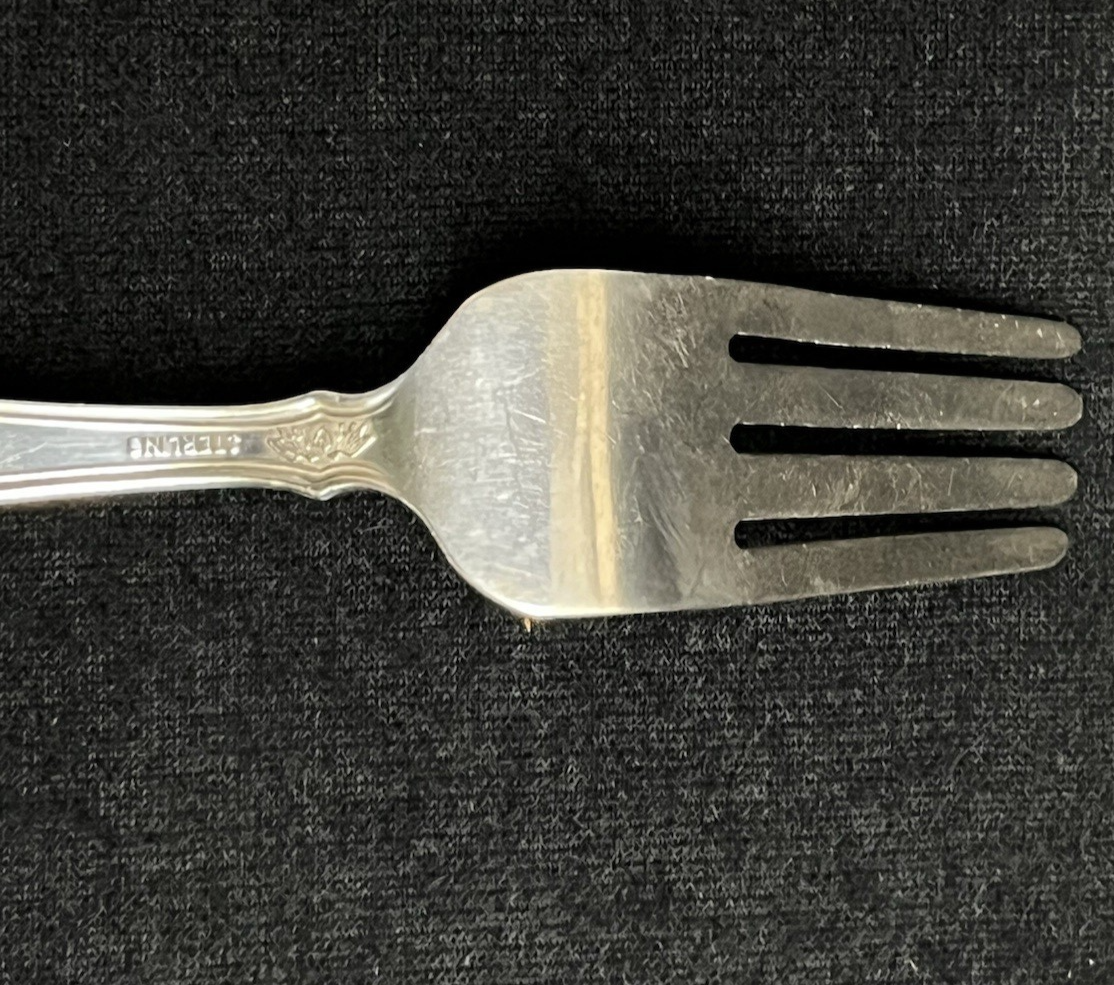 Roger Williams by Baker Manchester Baby Spoon & Fork Set, Engraved 30.56g