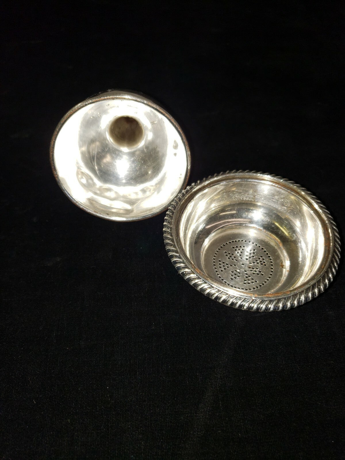 Antique English Georgian Silver Plate 2 pc Wine Funnel