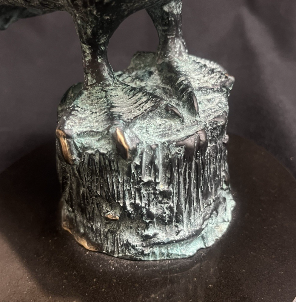 SPI Home Gallery Bronze Pelican Eating Fish Sculpture w/ Marble Base 15" PB2