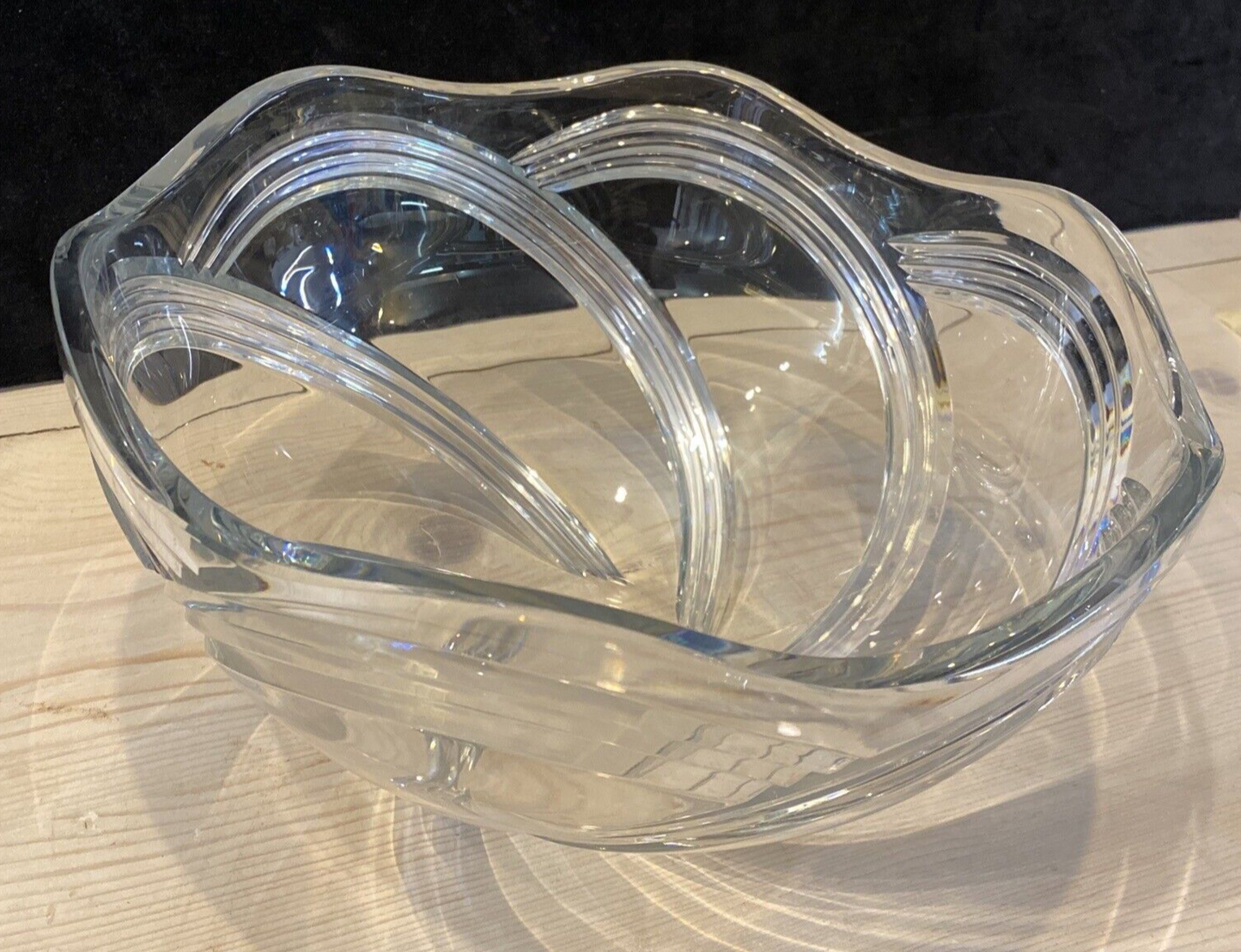 Riedel Clear Crystal Large Ribbed Serving Bowl Centerpiece 11.5"