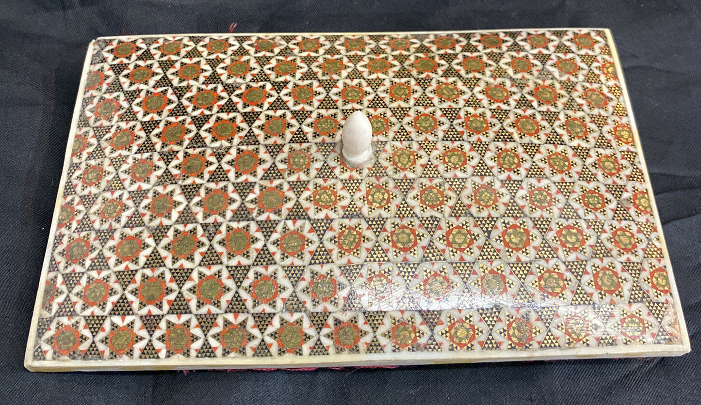 Vintage Wooden Inlaid MosaicTrinket Box BH131