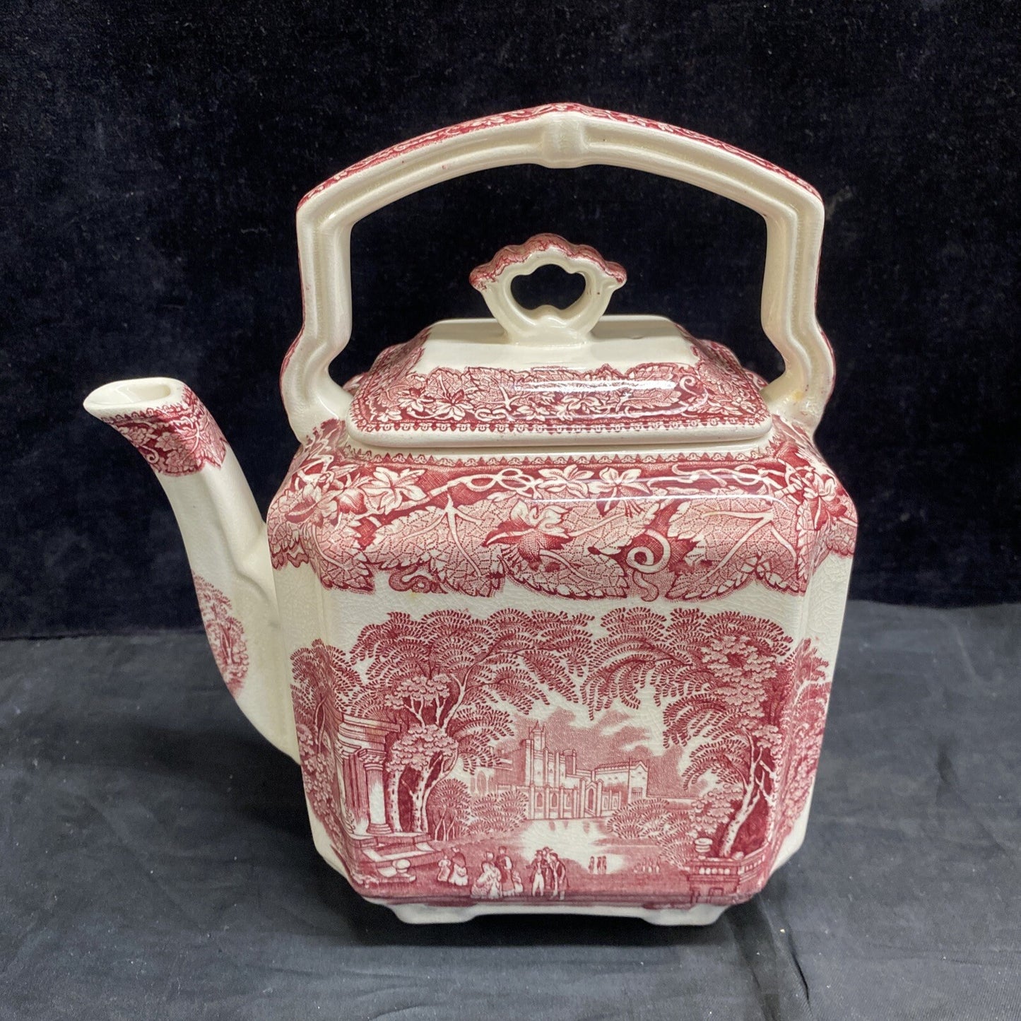 Mason's Vista Pink Kettle Teapot & Lid 9" Holds 7 Cups