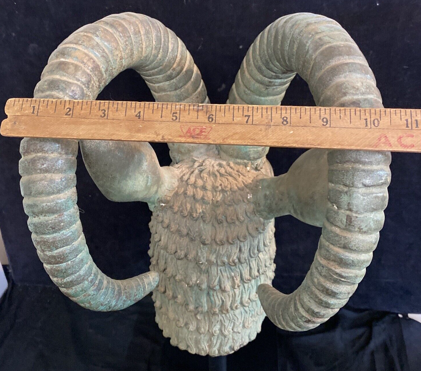 Persian Style Mounted Cast Bronze Ram's Head Sculpture
