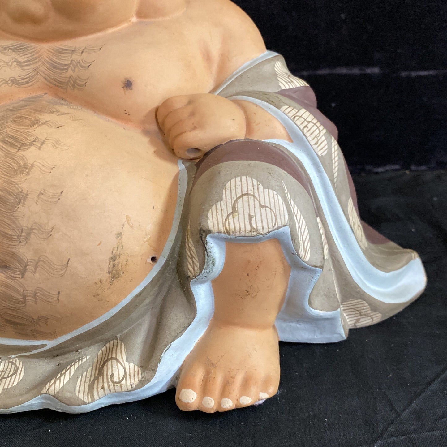 VTG Hakata Mimasu Doll Japan Large 12" Hand Painted Clay Buddha