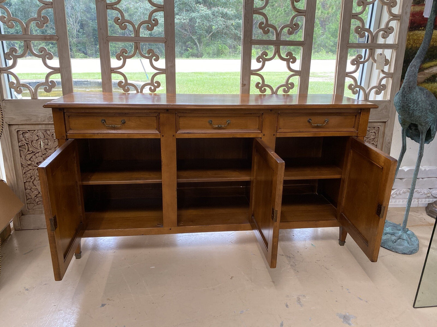 FRENCH LOUIS XVI STYLE SOLID FRUITWOOD SIDEBOARD BUFFET SERVER 76" x 21"