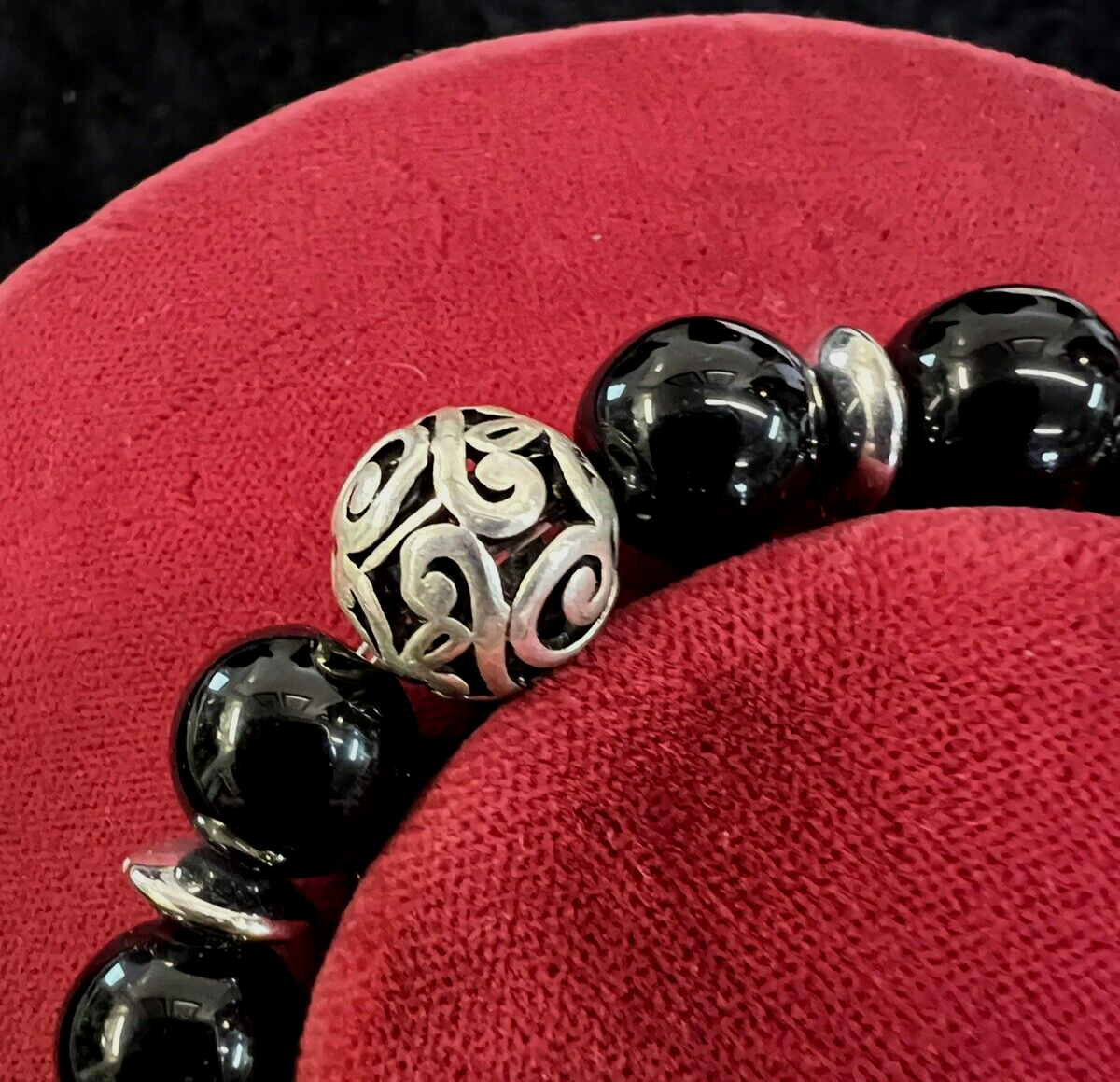 Prayer Box Bracelet Black Silver New Stretch Alexa's Angels Women