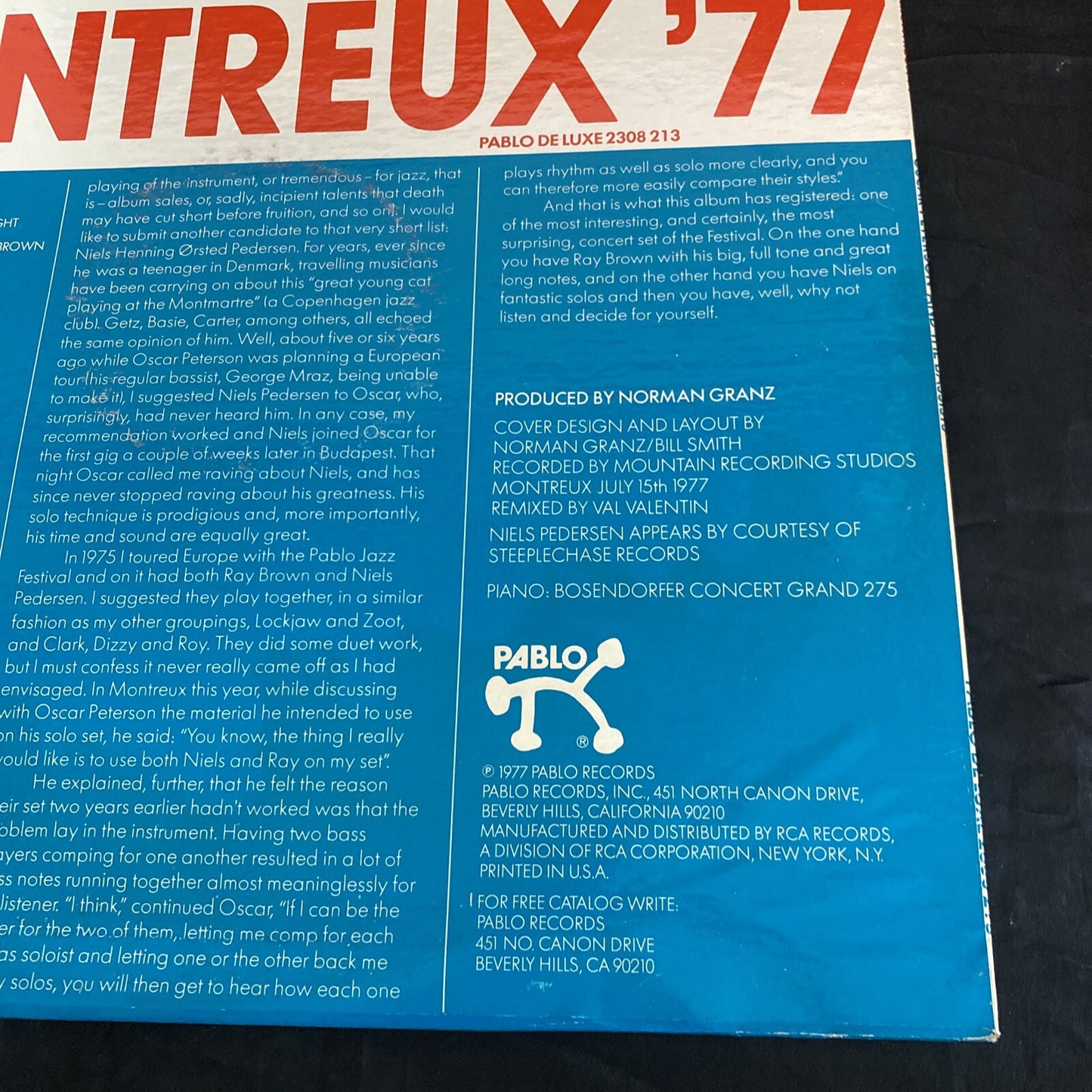 PROMO OSCAR PETERSON - MONTREUX '77 - PABLO LIVE RECORDS 2308 213 1977
