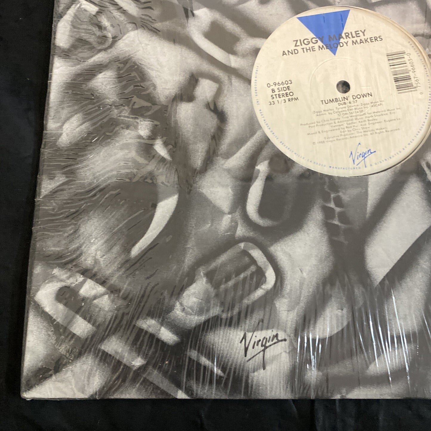 ZIGGY MARLEY 12" Tumblin' Down Virgin 0-96603 Shrink Hype Sticker - EX/VG+