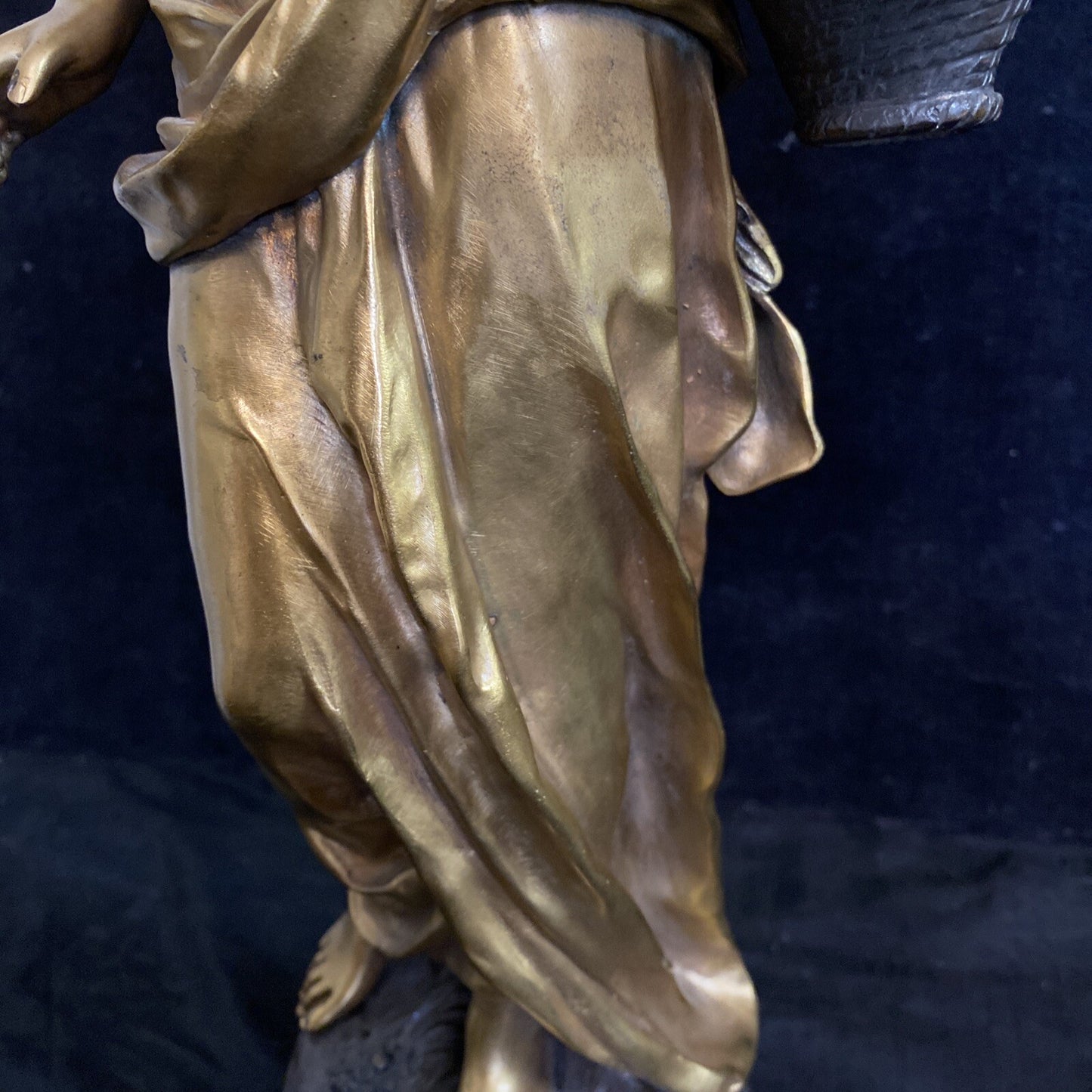 Rose De Mai Gilt Bronze Statue Rose of May Merchant Woman 20 1/4" MH