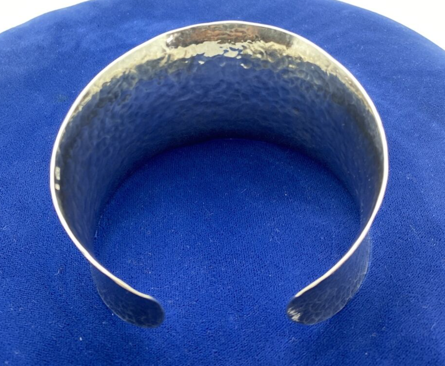 Vintage Sterling Silver Hammered Cuff Bracelet Marked 925