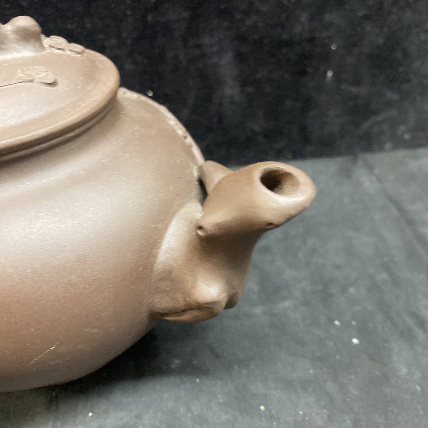 Signed Chinese Yixing Zisha Clay Handmade Longevity Cherry Tree Motif Teapot