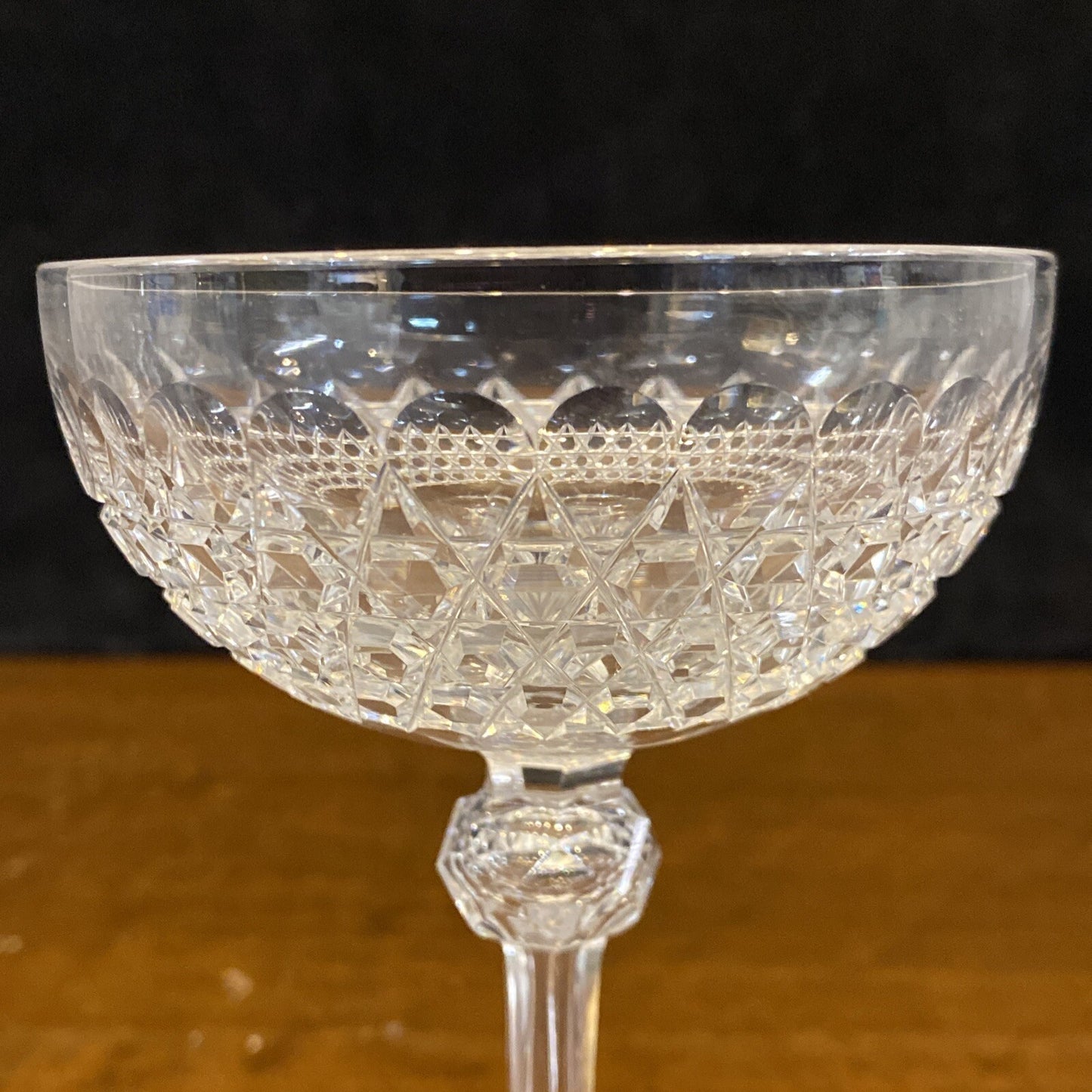 1875 Dorflinger Diamond Hob Saucer Champagne Brilliant Cut Glasses 4.75" BH313C