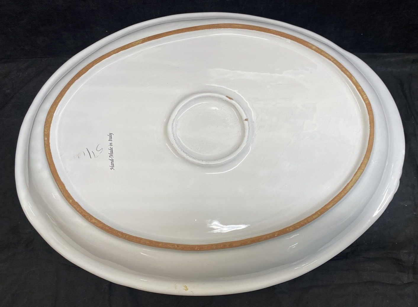 Large White Unmarked Seashell Rope Handle Serving Platter 57/60 Italy