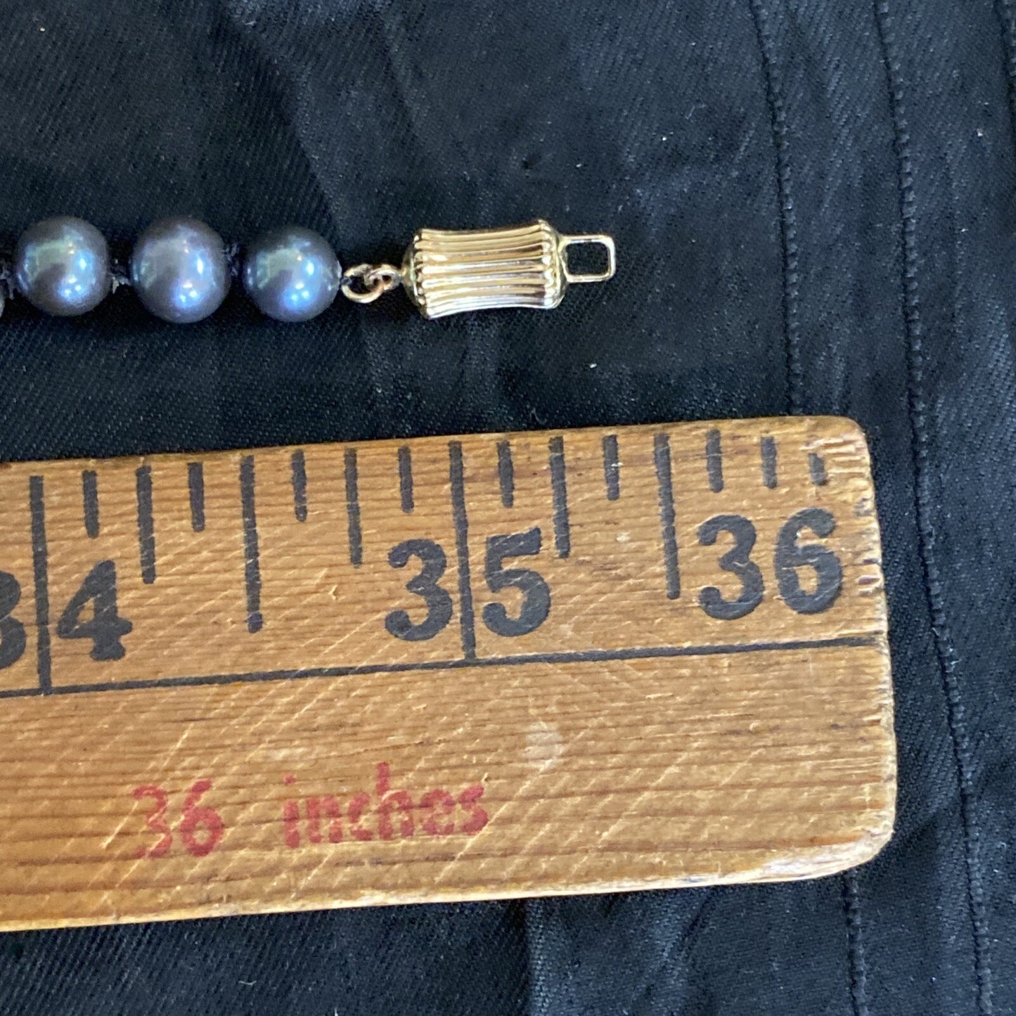 Cultured Tahitian Black South Sea Pearl Necklace, 36in, 14k gold clasp, 6.5mm