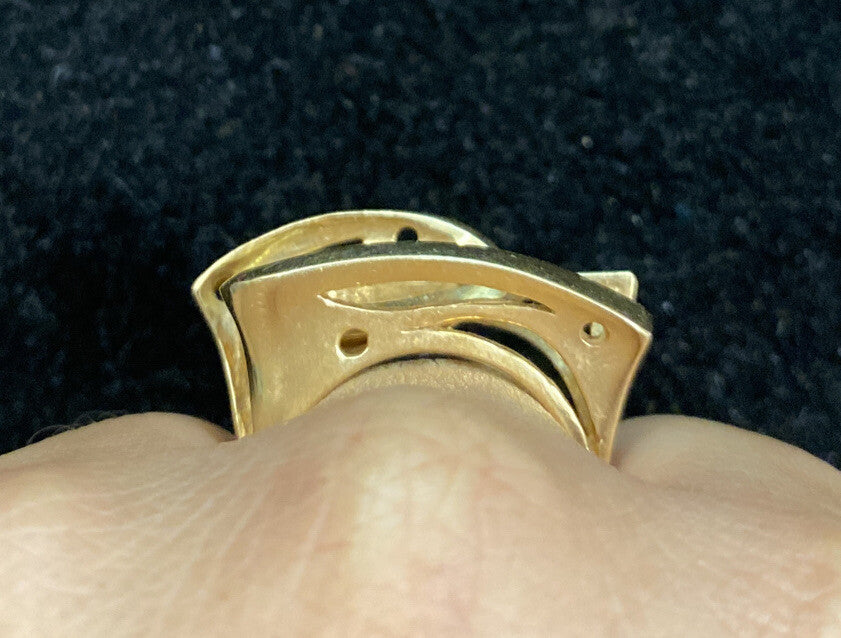 14K Solid Yellow Gold  Modern Ring Italy 6.6 g Signed "AND"  size  7.75  CB5