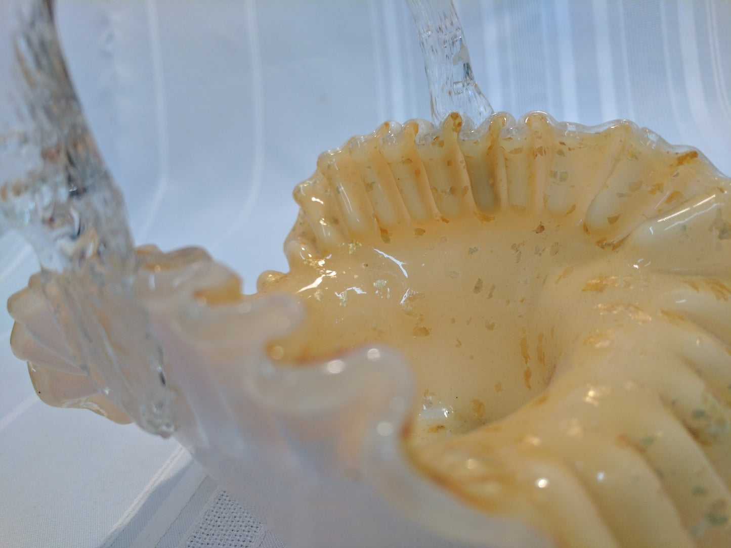 VICTORIAN ENGLISH STURBRIDGE Gold CASED GLASS BASKET W/ THORN HANDLE