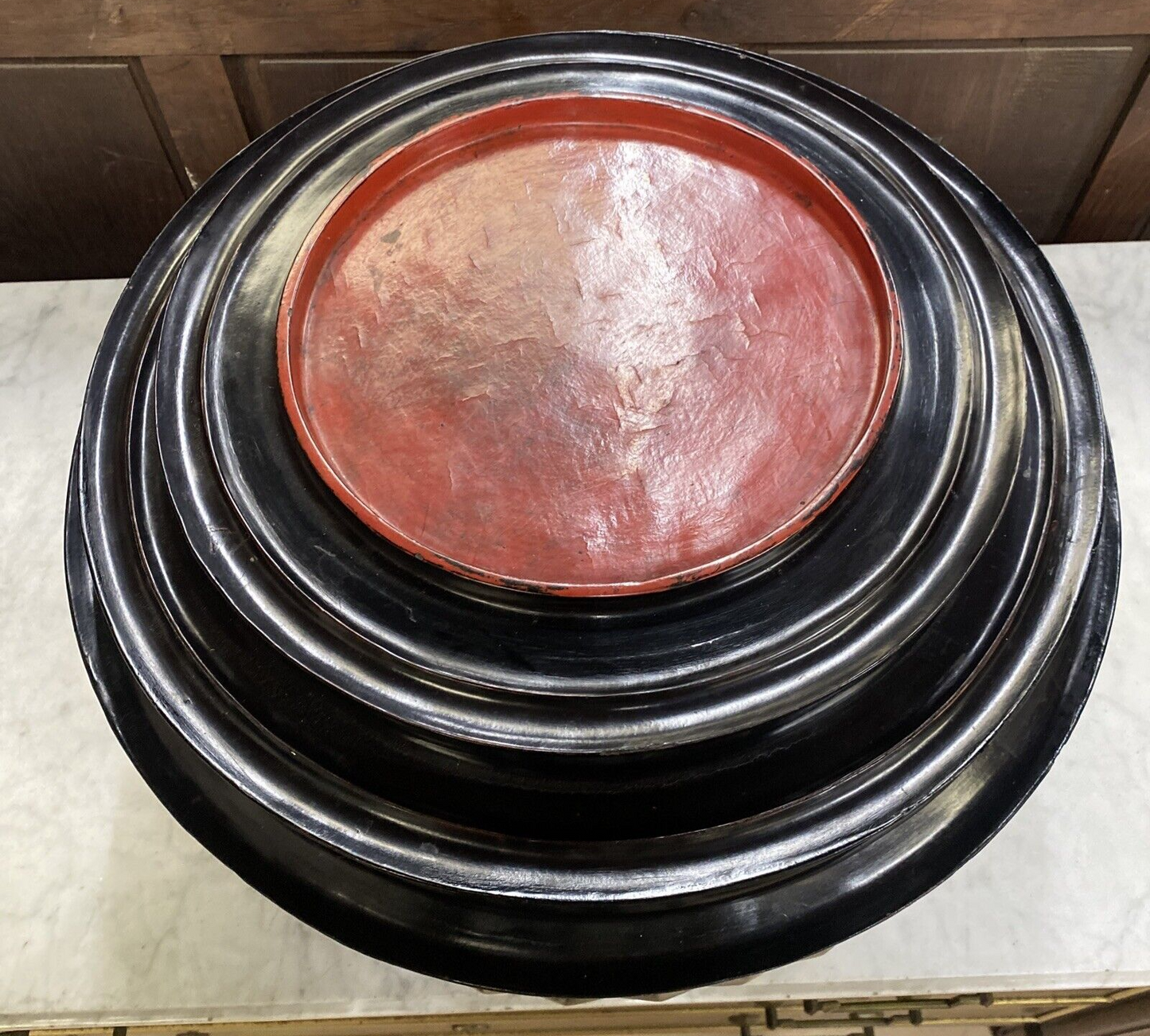 Black Burmese 6 Part Sectional Offering Temple Jar Trays Hsun Kwet BH13