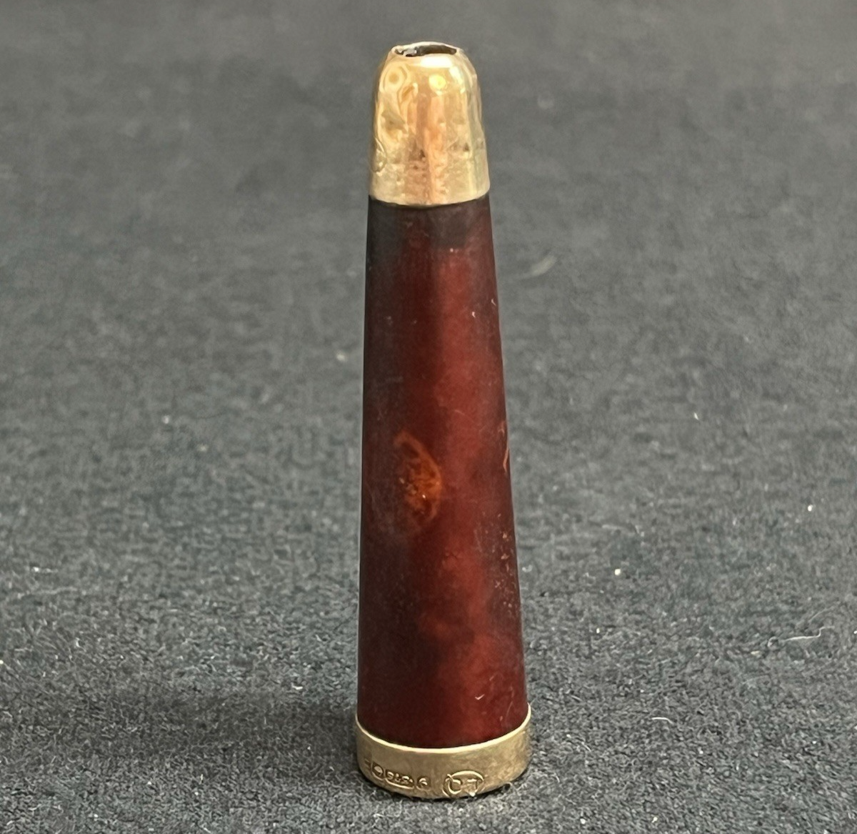 English Birmingham 1827 Briar Wood & 9k Gold Banded Cigarette Holder w/ Case