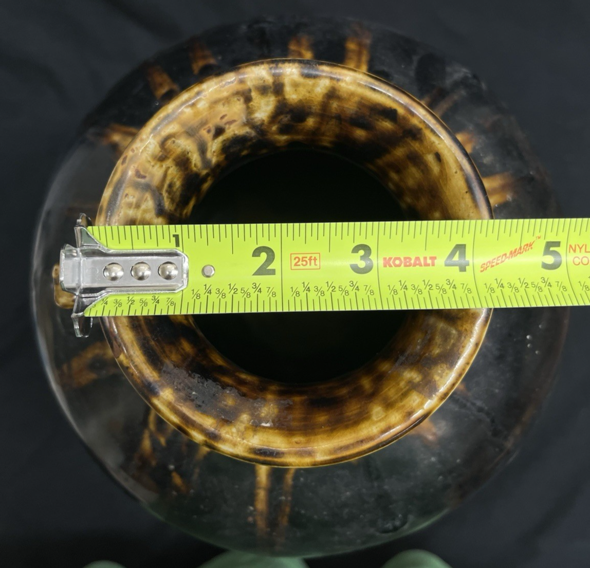 Midcentury Burmese Martaban Brown Drip Glaze Stoneware Vase 17"