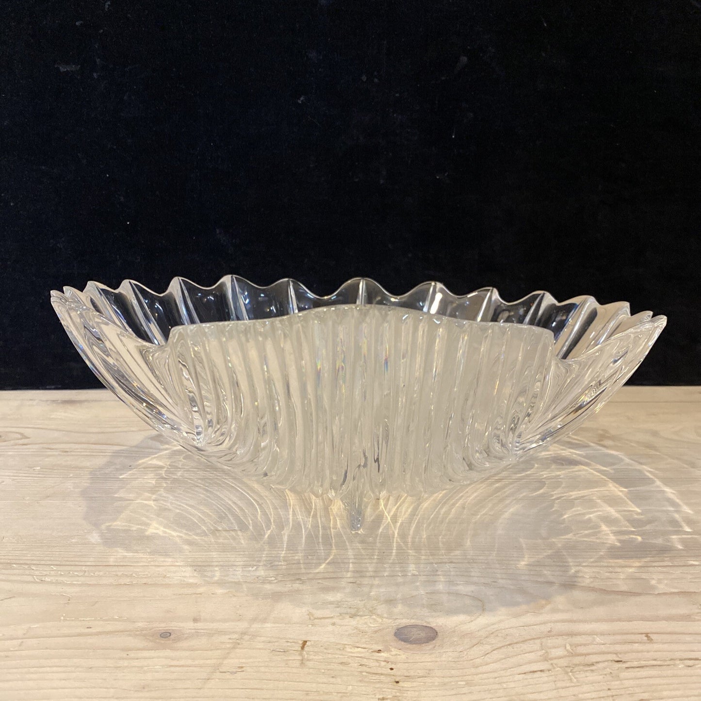 13 3/4" CJR Riedel Scallop Shell Shaped Clear Serving Display Bowl