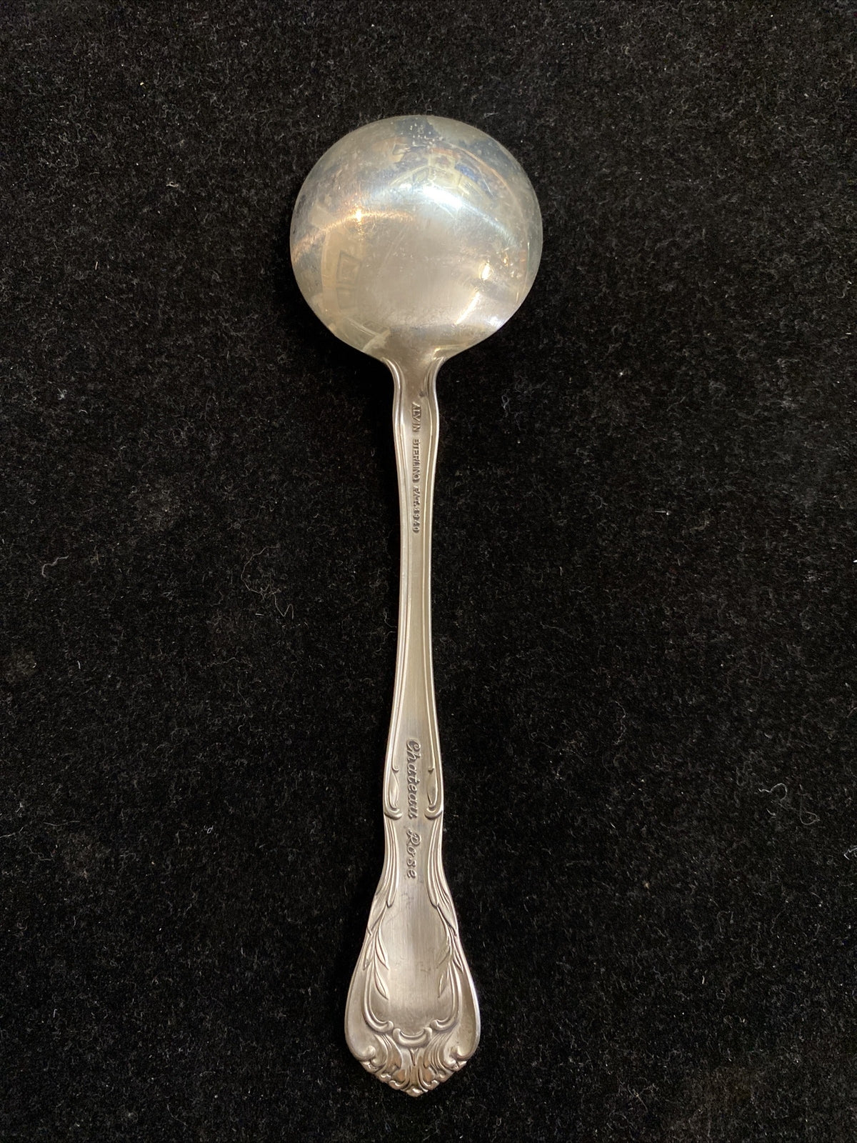 1x Alvin Sterling Silver "Chateau Rose" Soup Spoon  6 1/4" No Mono 12 available