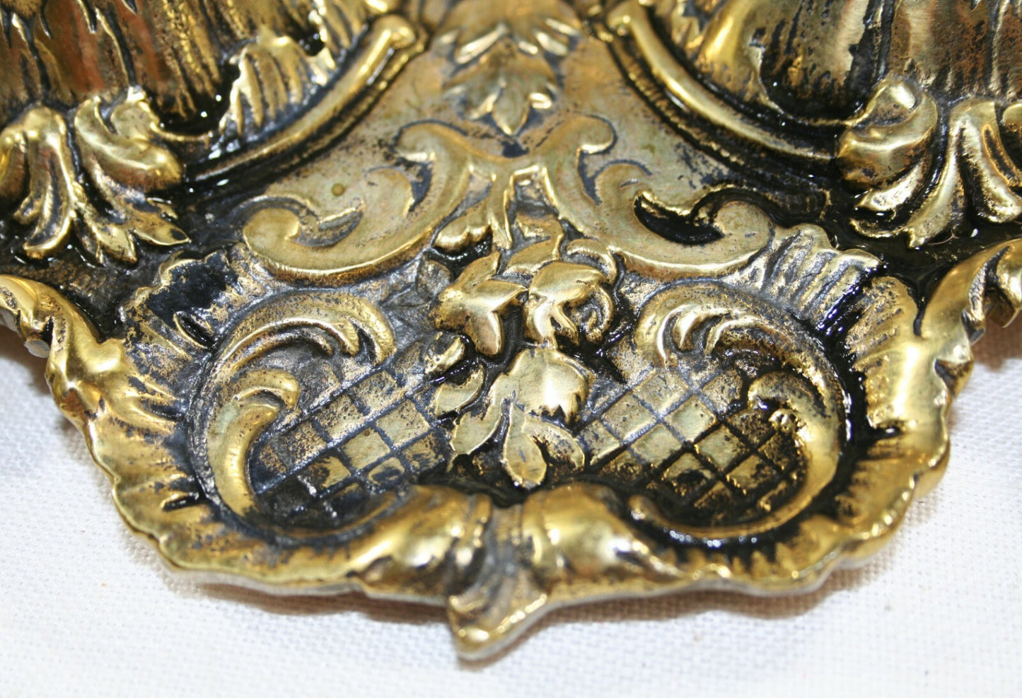 Antique Brass Desk Set 2 Ink Wells w Hinged Lids all works fine  13.5" wide