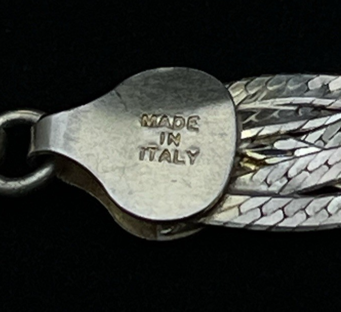 Italian FAS Sterling Silver 3-Tone Braided Herringbone Necklace & Bracelet 20 g