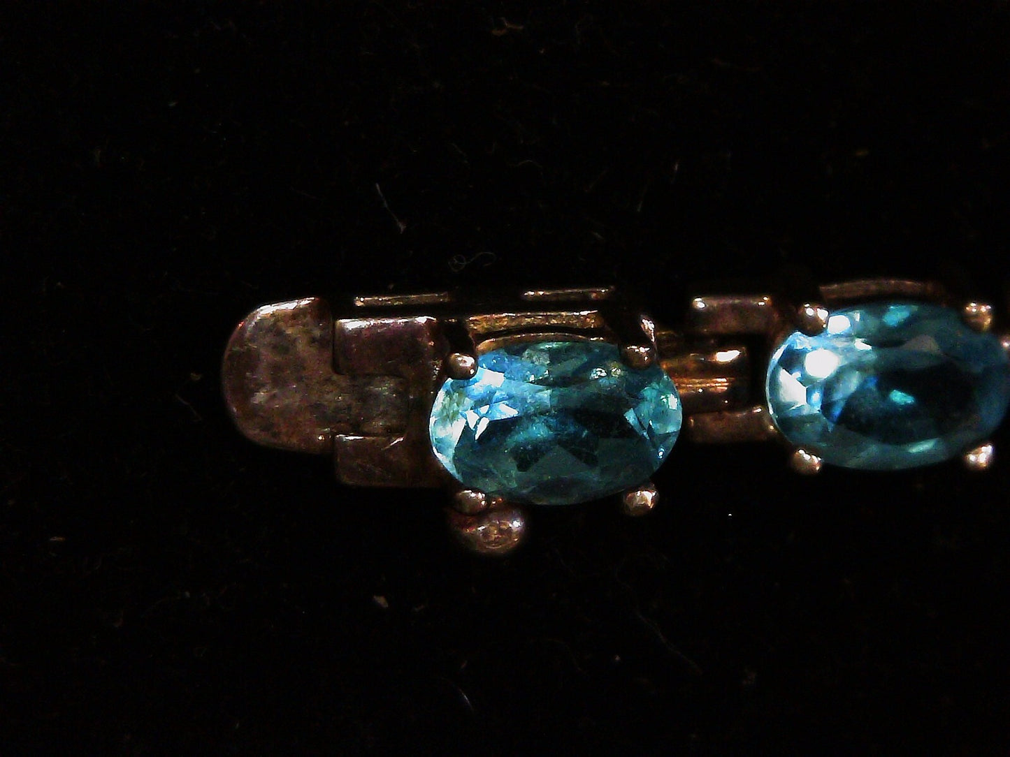 ALX Thailand Sterling Silver 925 22 Stones Blue Topaz Tennis Bracelet 12.3g 7.5"