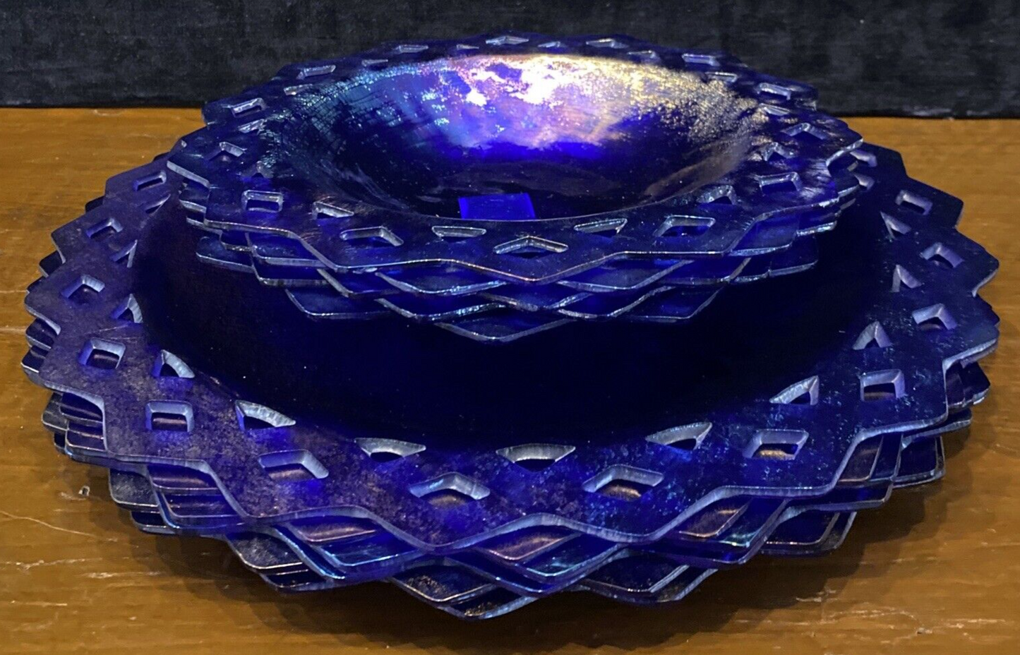 JL Camp Sun Shaped Iridescent Blue Plate & Bowl Set of 11 Bergdorf Goodman