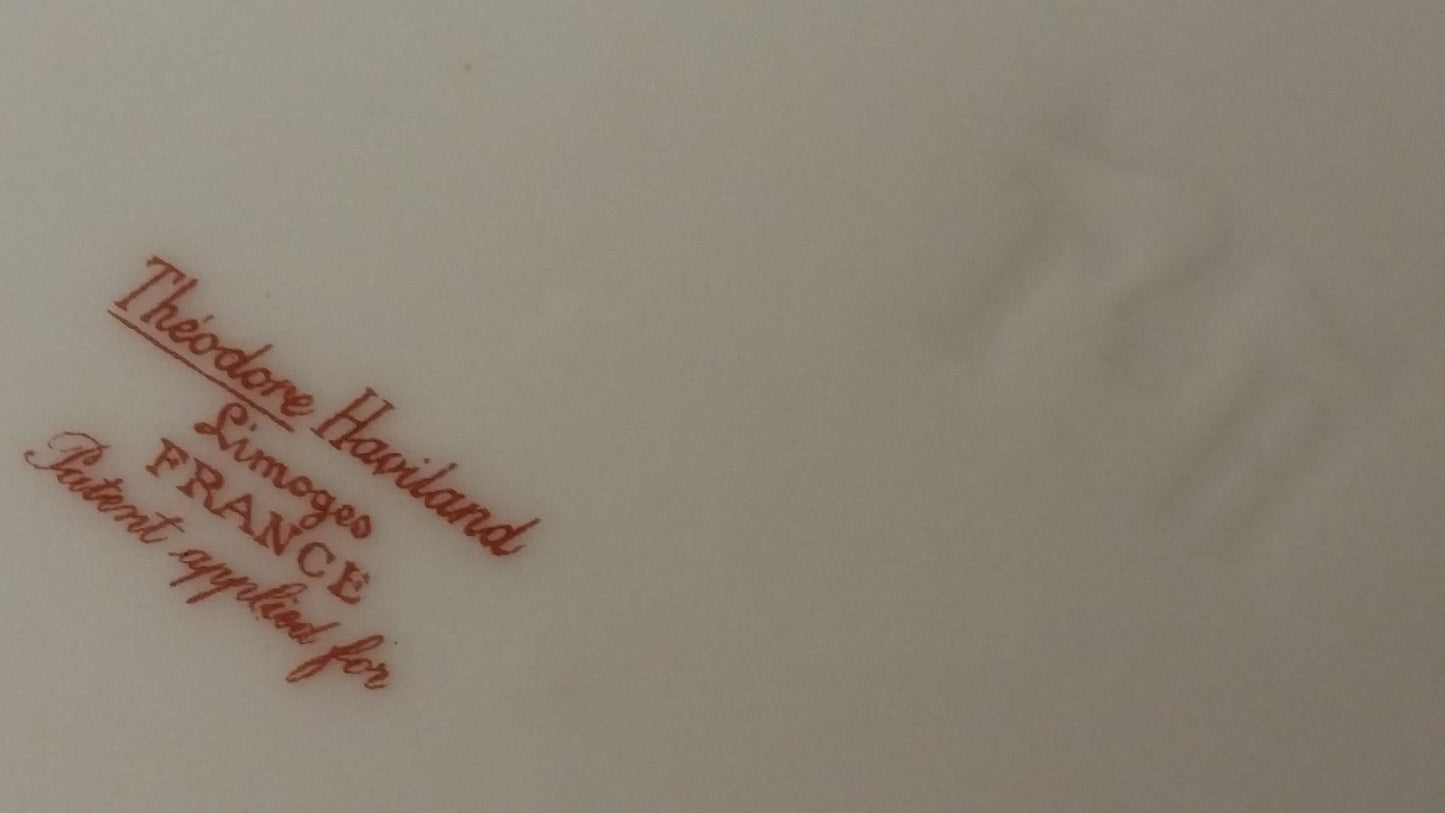 T Haviland  Gravy Boat w U Plate Pink Roses/Green Leaves/Sm Gray Flowers S161V