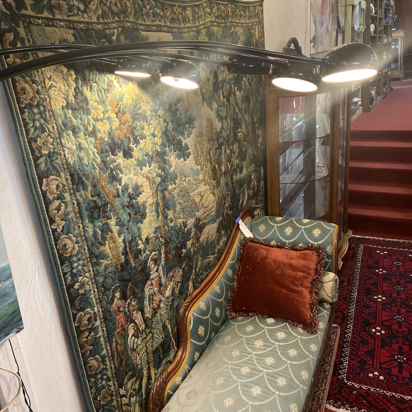 Midcentury Modern Arc Nova Mushroom 5 Light Arm Floor Lamp Black