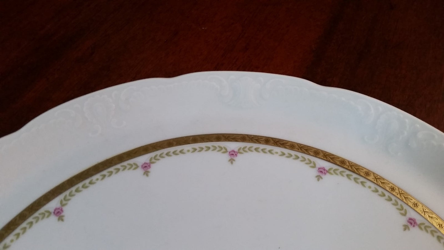 Vintage Mitterteich 12 1/4"  Round Serving Platter Plate  White w Gold Germany