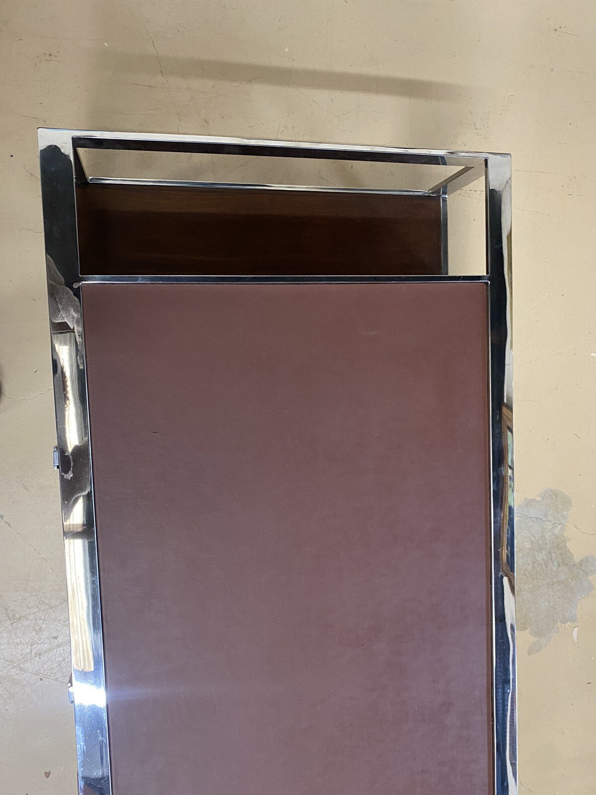 FRENCH MODERN CHROME & LEATHER COFFEE TABLE