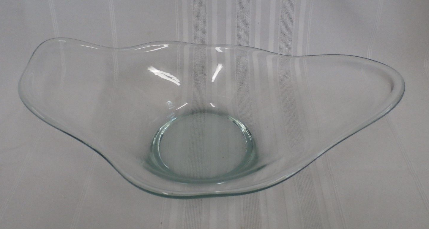 Daum France Freeform Crystal Centerpiece Art Glass Blown Bowl Midcentury Modern