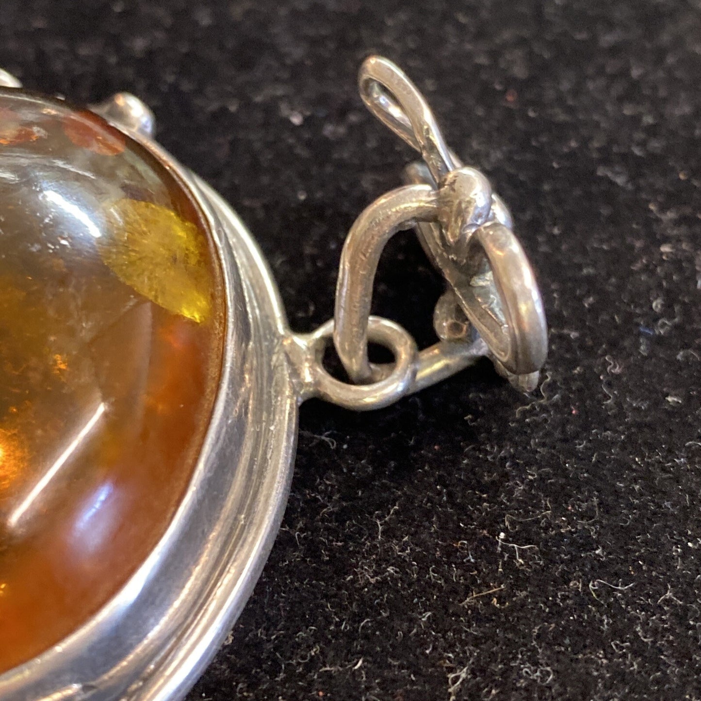 Sterling Silver & Amber 3" Pendant 53g