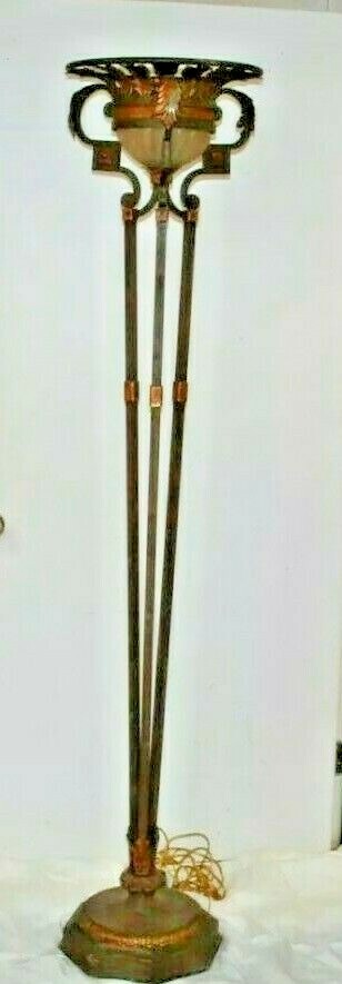 Fine Arts 6ft Floor Lamp Torchiere MSRP $1815 Iron Leaves