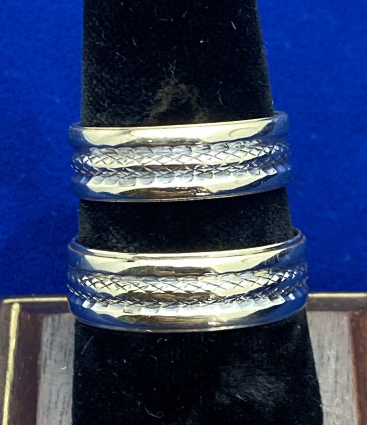 Vtg 14K 9.4g Yellow Gold Duo Pair of Rings Size 7.5 & 10 By Wedlok