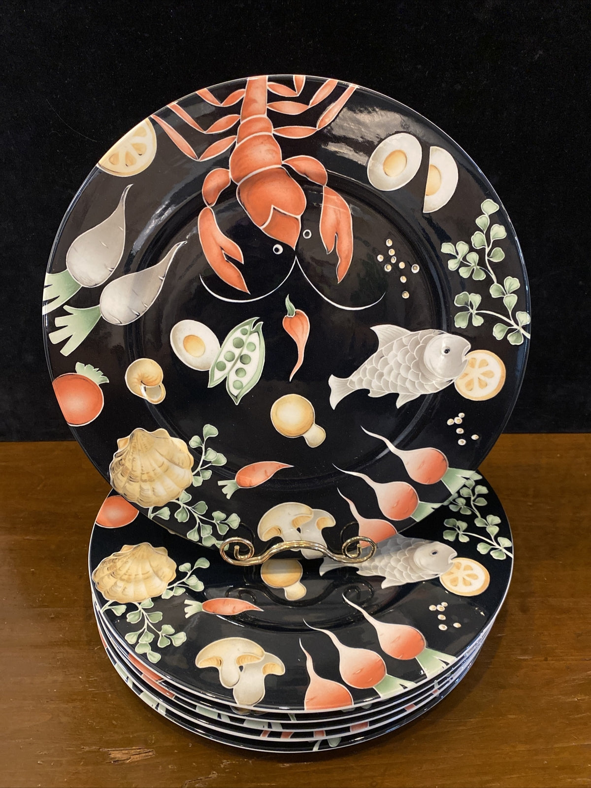 Set Of 6 “Fruits de Mer” By Villeroy & Boch  12” Dinner Plate Charger BH249