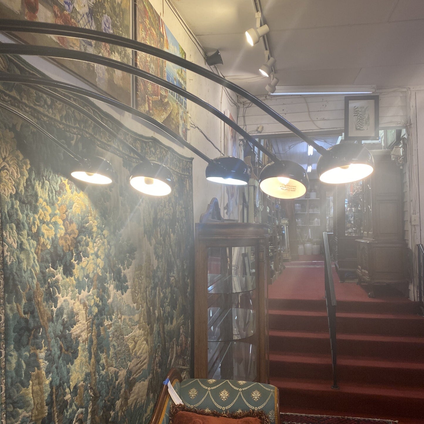 Midcentury Modern Arc Nova Mushroom 5 Light Arm Floor Lamp Black