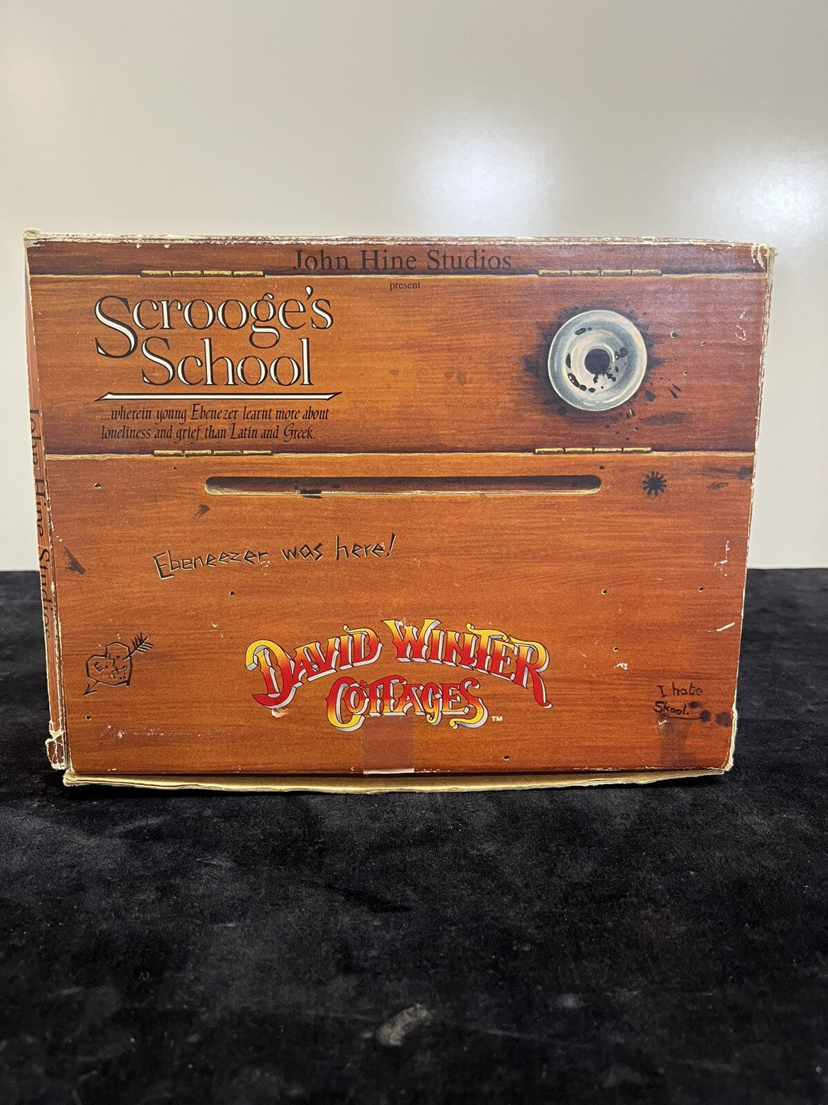 David Winter Cottages Scrooge's School John Hine Studios Christmas 1992 Box COA