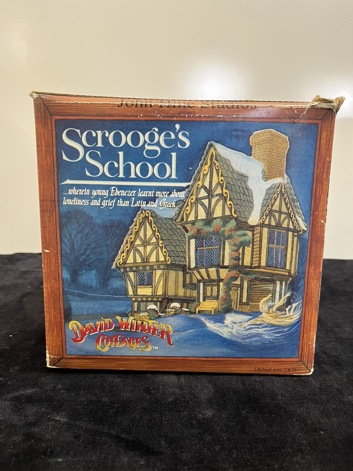 David Winter Cottages Scrooge's School John Hine Studios Christmas 1992 Box COA