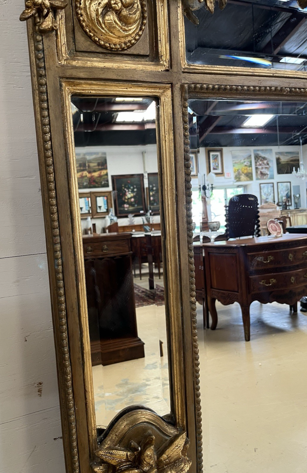 81" X 46" PAIR OF PALATIAL LOUIS XVI STYLE GILT GOLD PARCLOSE PIER WALL MIRRORS