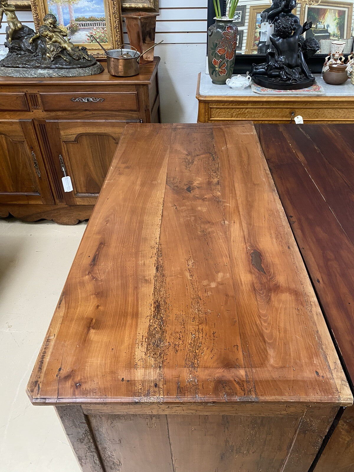 Antique French Farmhouse Louis XV Carved Cherry Chest Sideboard Commode 19C A6