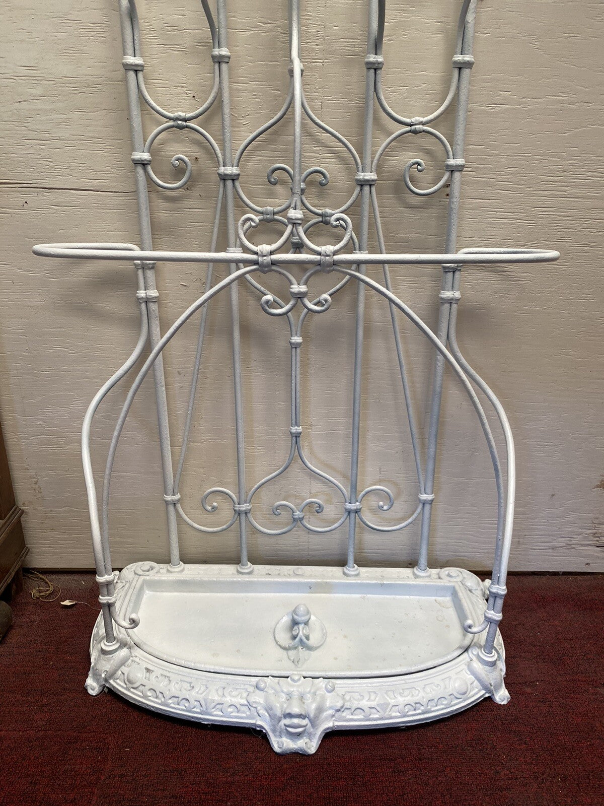 Antique French Victorian Cast Iron Umbrella Stand Hat Coat Rack Hall Tree