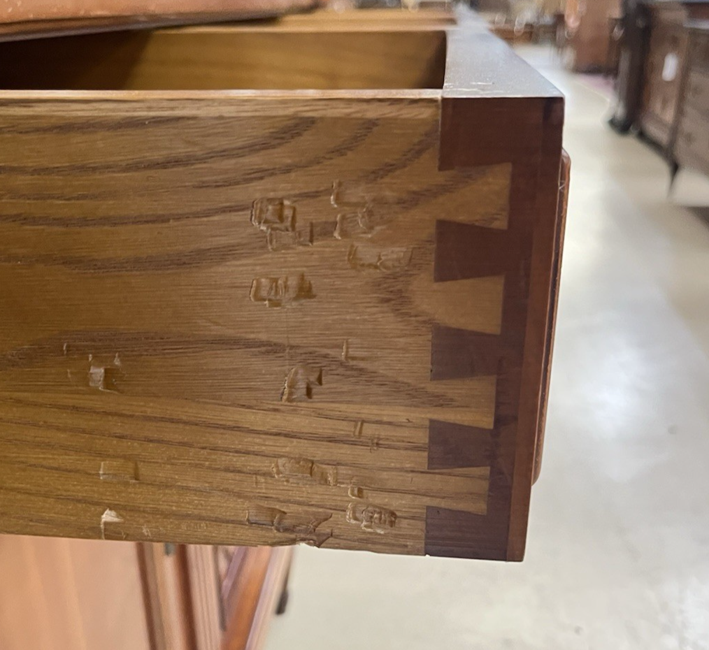 LOUIS XVI STYLE FRUITWOOD BREAKFRONT SIDEBOARD 86.5"