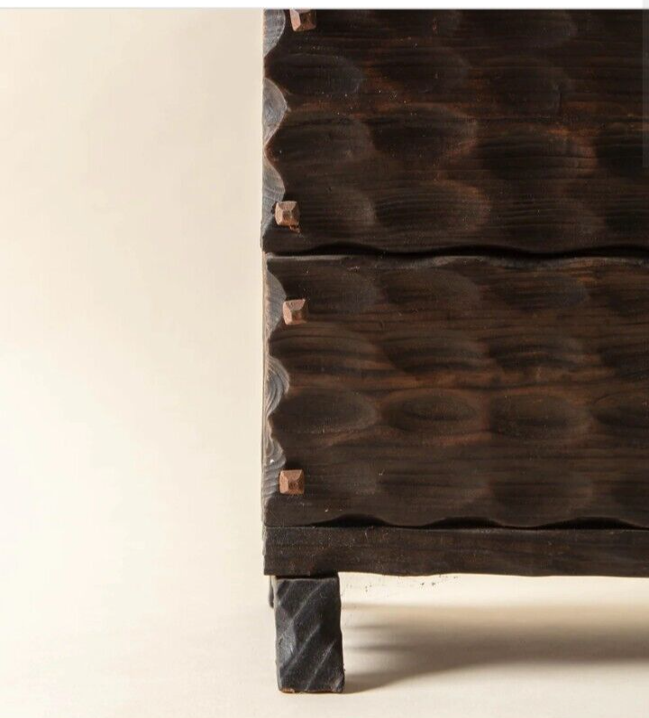 Spanish Brutalist Carved Wood Magazine Rack Vintage Farmhouse Lodge Rustic