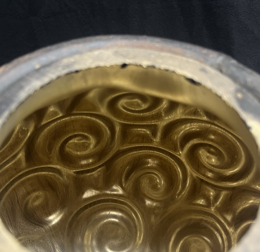 Murano Style Round Cage Bubble Blown Cobalt Blue Iridescent Glass Sculpture 13"